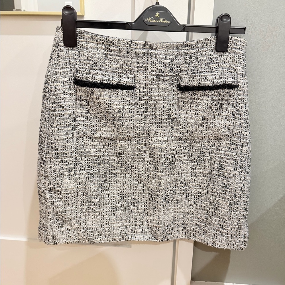 LOFT Black and White Tweed Mini Skirt